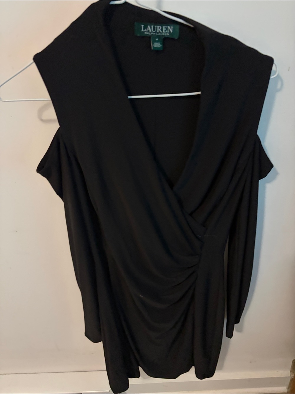 Lauren Ralph Lauren Black Surplice Cold-Shoulder Tunic